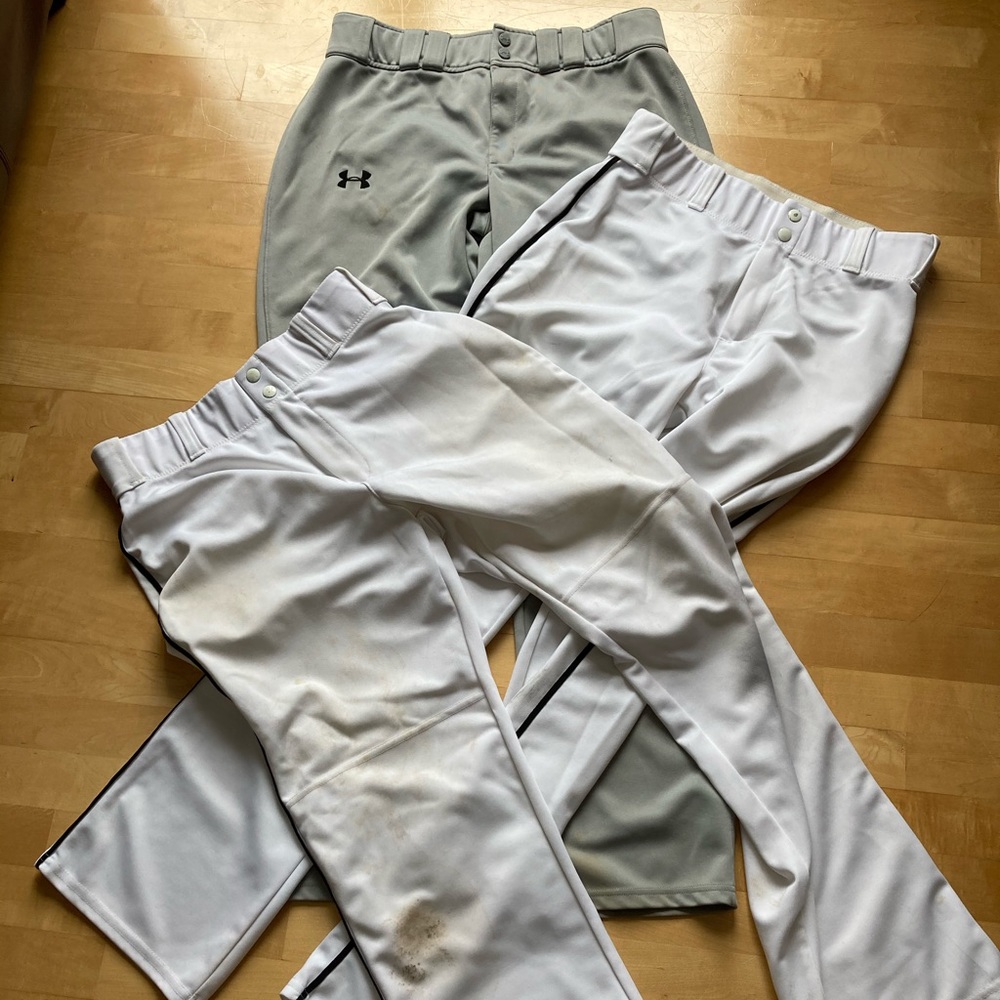 Three pairs men’s baseball pants size L